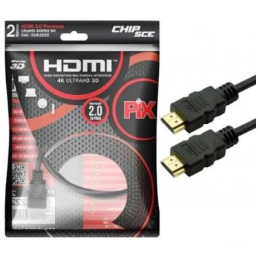 Imagem de Cabo HDMI 2.0 Chip Sce 4K Ultra HD 60Hz 2m Áudio 32 Canais 18Gbps 0182