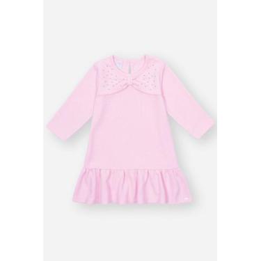 Imagem de Vestido Bebê Menina Strass Laço Rosa Mundo Cinti, Rosa, G
