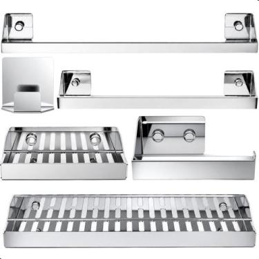 Imagem de Kit de Acessórios Para Banheiro Inox 6 Pçs F.Master Slim DF - FassinSh
