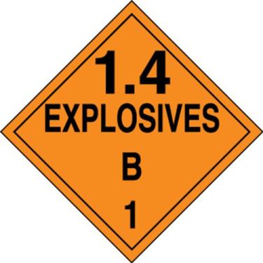 Imagem de Accuform Placar Signs MPL127CT10 PF-Cardstock Hazard Class 1/Division 4B DOT, Legend"1.4 Explosives B 2,5 cm, 26,5 cm de largura x 26,5 cm de comprimento, preto sobre laranja (pacote com 10)