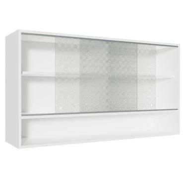 Imagem de Armário Aéreo Madesa Glamy 2 Portas de Correr de Vidro Quadrato e 1 Nicho Branco