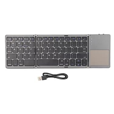 Imagem de Teclado Bluetooth dobrável com touchpad, teclado de carregamento USB portátil 3 dobráveis ​​sem fio 63 teclas, teclados BT para Tablet Laptop Smartphone(Cinza escuro)