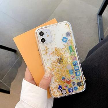Imagem de Capas Dynamic Glitter Phone Case para iphone 12 Pro Max 7 8 Plus 11 13 XR XS Max Capa de areia movediça Cute Icon App Capa Capa, Prata, Para iPhone 7