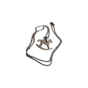 Imagem de Corrente com Pingente Aço Inox cavalinho de Balanço Infância