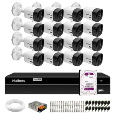 Imagem de Kit 16 Câmeras Bullet VHC 1120 B HDCVI HD 720P IP66 Visão Noturna 20M Intelbras + DVR MHDX 1216 com 16 Canais Multi HD Intelbras + HD 2TB Purple