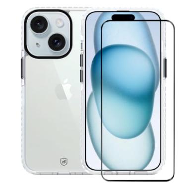 Imagem de Kit Capa Case Capinha Urus Branca e Pelicula Coverage 5D Pro Preta para iPhone 15 - Gshield