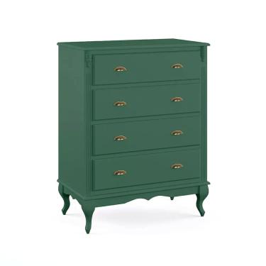 Imagem de Cômoda de Madeira 4 Gavetas Pés Luis Xv 60816 Hannover - Verde Musgo