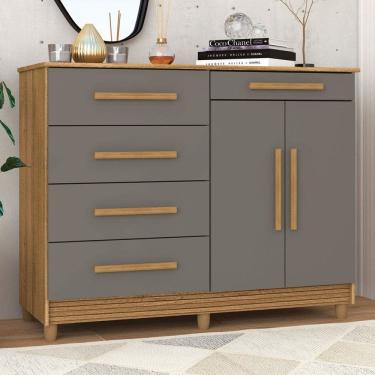 Imagem de Cômoda Jasper 2 Portas 5 Gavetas Nature/Alasca - Panorama Móveis