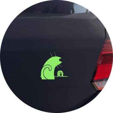 Imagem de Adesivo de Carro Gato e Rato na Toca - Melhor Adesivo, Verde Claro