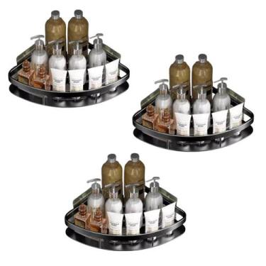 Imagem de Kit 3 Prateleiras Organizadoras Banheiro Box Canto de Parede Suporte M