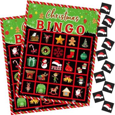 Imagem de Jogo de Bingo de Natal Skylety para 24 Crianças - Com Decoração