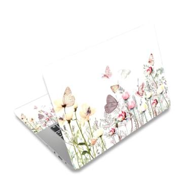 Imagem de Adesivo de laptop branco 12 12,1 13 13,3 14 15 15,4 15,4 15,6 polegadas, capas de netbook para notebook, capa de vinil universal para laptop, protetor de arte à prova d'água I borboletas de flores