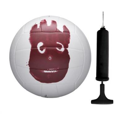 Imagem de Kit Bola de Vôlei Wilson Cast Away + Bomba de Ar, Branco, Vermelho, Ún