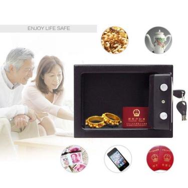 Imagem de Cofre de Segurança Digital E Eletrônico c/ Senha e Chave de Aço 23x17c