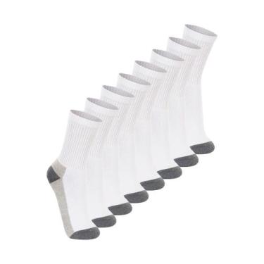 Imagem de Kit com 8 Pares de Meias Esportiva Cano Longo Lupo 3250-002, Branco, 3