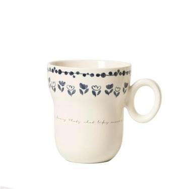 Imagem de Caneca de café de cerâmica Caneca de café com flor tinta, conjunto 1 caneca cheia leite capacidade 11,84 oz para chá da tarde as amigas
