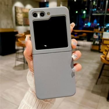 Imagem de Capa de telefone rígida fosca de cor pura para Samsung Galaxy Z Flip Fold 5 4 3 Capa dobrável de proteção de lente, cinza, para Samsung Z Fold 5