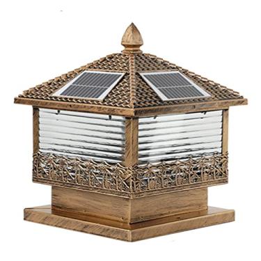 Imagem de CHENKUI Luminária de vidro moderna para pilar de pátio solar para deck externo IP54 à prova d'água com montagem em pilar, luminária de base E27 para jardim, quintal, poste paisagem