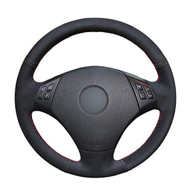 Imagem de MVMTVT Capa de volante de carro para BMW E90 320 318i 320i 325i 330i 320d X1, Capa de volante de carro costurada à mão antiderrapante confortável para costura manual