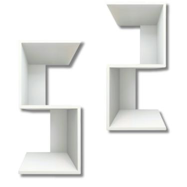 Imagem de Kit 2 Mesa De Cabeceira Multiuso Nicho Em S 30x30x65cm Branco