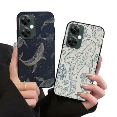 Imagem de Zrutru Pacote com 2 capas de telefone estéticas de verão para Oneplus Nord N30 5G 17.1 cm, desenho animado bonito tubarão baleia oceano recifes de coral capas padrão água-viva para meninas e mulheres