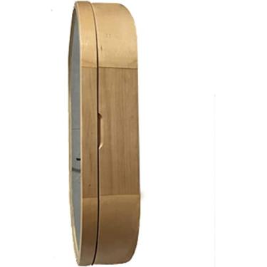 Imagem de AKALNNB Armário de remédios oval com moldura de madeira Armário de espelho de banheiro de 3 camadas, armário de cozinha montado na parede com economia de espaço, perfeito para um banheiro pequeno