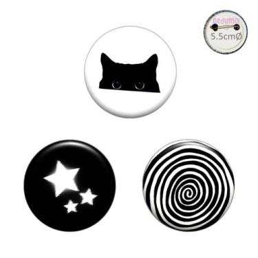 Imagem de Botton GEDUMIX Y2k Black Style Gótico Aesthetic 1.0 - 3 Peças, 5.5cmØ 