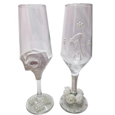 Imagem de 2 Taças Vidro Casamento Romântico Noivos Casal