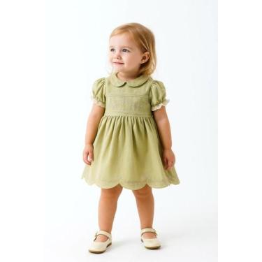 Imagem de Vestido Festa Bebê Bordado Floral Natal Vermelho Papilloo, Verde, 2