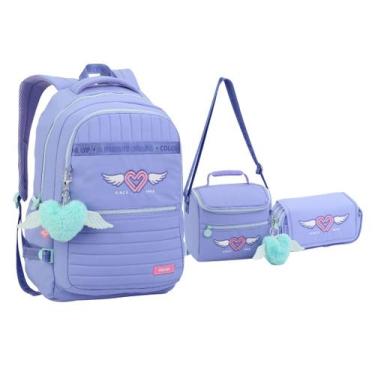 Imagem de Kit Mochila Lancheira Estojo ColorUp Para Laptop - Seanite, Lilas