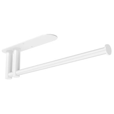 Imagem de Suporte de toalha de papel sob o armário, suporte de toalha de papel autoadesivo ou de parede de 33 cm para cozinha, banheiro, trailer, branco