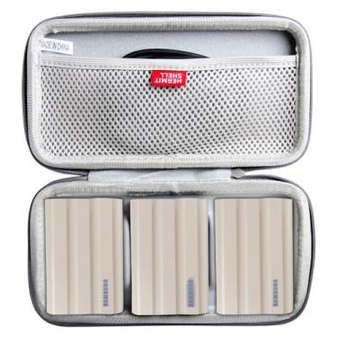Imagem de Hermitshell Capa rígida de viagem para Samsung T7 Shield 2TB / 1TB / 4TB, SSD portátil, USB 3.2 Gen2 unidade externa de estado sólido (cinza, capa para 3 discos rígidos)