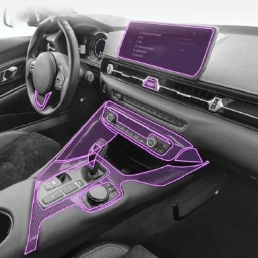 Imagem de BESSIEPY Interior do carro navegação GPS console de filme tela LCD anti-arranhões película protetora TPU transparente, para Toyota Supra GR 2020-2023