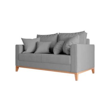 Imagem de Sofá Beny para Amamentação Base Madeira Maciça Linho Cinza - LEONARDI 