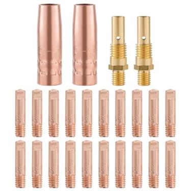 Imagem de Welding Knight Kit de pistola de solda MIG difusor de bocal de ponta de 0,8 mm 0,8 mm para Lincoln Magnum 100L e Tweco Mini/#1 acessórios de substituição (0,1 cm) pacote com 24
