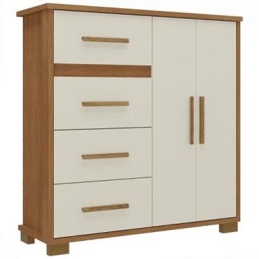 Imagem de Cômoda Rodial Bella CO2438 2 Portas 4 Gavetas 118x116x41cm, CINAMOMO/O