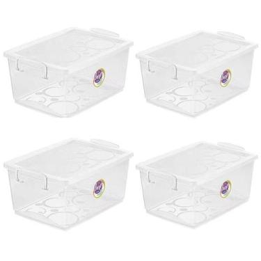 Imagem de Kit 4 Caixas Organizadora 4L com Travas e Alças Laterais Bel Ordene Es