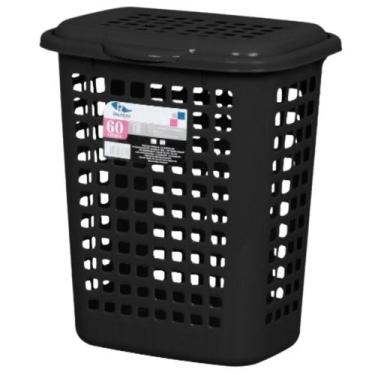 Imagem de Cesto Telado Roupas Organizador Lavanderia Preto 60 Litros - Rischioto