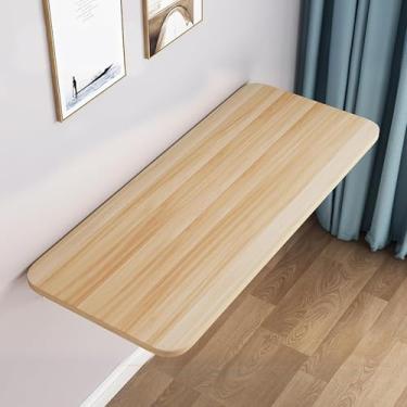 Imagem de Mesa dobrável montada na parede com design de folha caída para pequenos espaços, bancada de trabalho dobrável para PC, bar, computador, laptop, cor nogueira, 60 x 50 cm