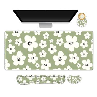 Imagem de NXZGO Conjunto grande de mouse pad para jogos, tapete de mesa ergonômico 4 em 1 com descanso de pulso de espuma de memória, mousepad de jogo estendido para computador, tapete de mesa antiderrapante,