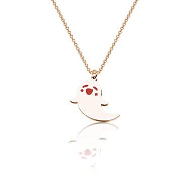 Imagem de WUSUANED Colar fantasma fofo Hu Tao Ghost Shape Jewelry Halloween Cosplay Presentes para amantes de jogos Anime, Aço inoxidável, Sem pedras preciosas