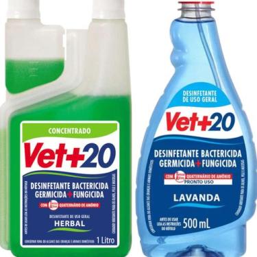 Imagem de Desinfetante Bactericida Herbal Vet20 1L com Lavanda 500ml - VET+20