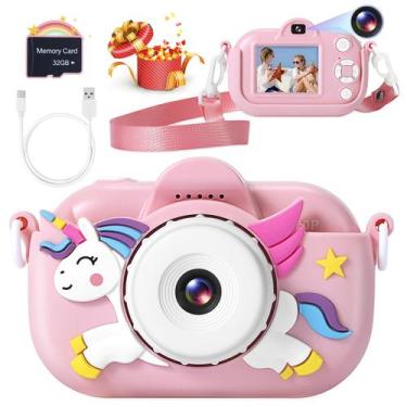 Imagem de Câmera Digital Infantil YEEHAO 32MP - Rosa - 32GB - Para Crianças de 3