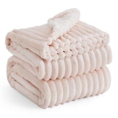 Imagem de Cobertor Bedsure King Size Fleece - Macio e Aconchegante - Rosa Crista