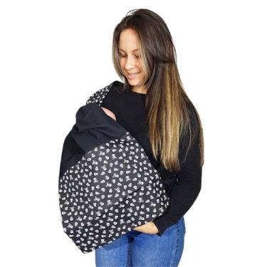 Imagem de Canguru Sling de Argola Com Ombreira Carregador De Bebe Preto Caveira 
