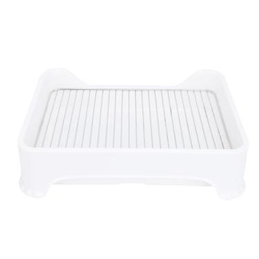 Imagem de Bandeja de Potty de Cachorro, Porta -almofada Com Banheiro de Treinamento Em Grade de Aço Inoxidável Projetado para Cães Médios Pequenos (WHITE)