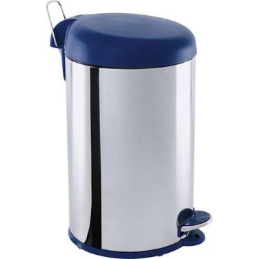 Imagem de Lixeira Inox Com Pedal 12Ltampa Brinox Azul