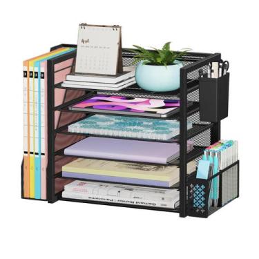 Imagem de Organizador de arquivos de mesa Simple Trending 6 camadas Black Metal