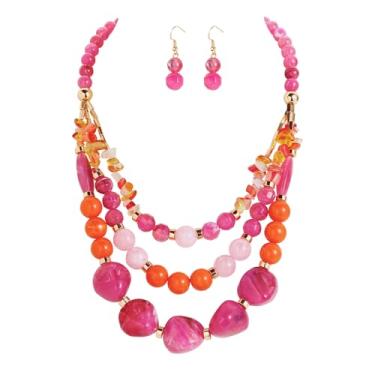 Imagem de Bocar Colar de contas grossas com 3 camadas, conjunto de bijuterias modernas para presentes femininos (NK-10788), Large, Acrílico, Sem Pedra Preciosa