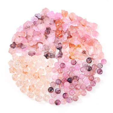 Imagem de KISSITTY 120 gramas contas de acrílico rosa sortidas borboleta laço estrela forma redonda espaçadores estéticos artesanato contas a granel para colares faça você mesmo, brincos, pulseiras, fabricação